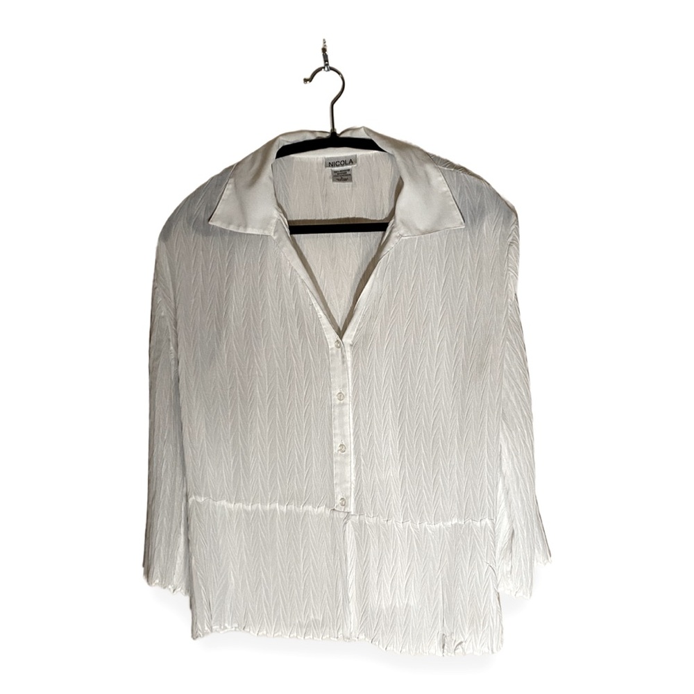 Vintage White Crinkle Sheer Blouse Made by Nicola.